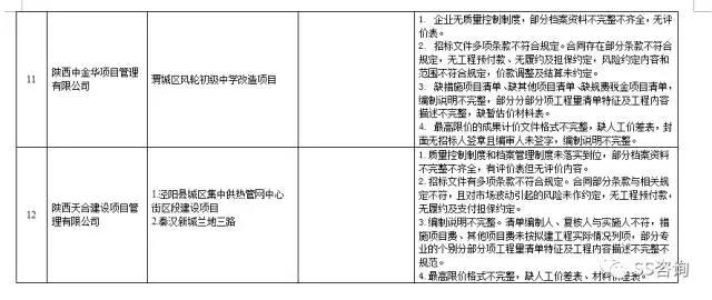 工程造價(jià)咨詢、招標(biāo)代理企業(yè)問題列表