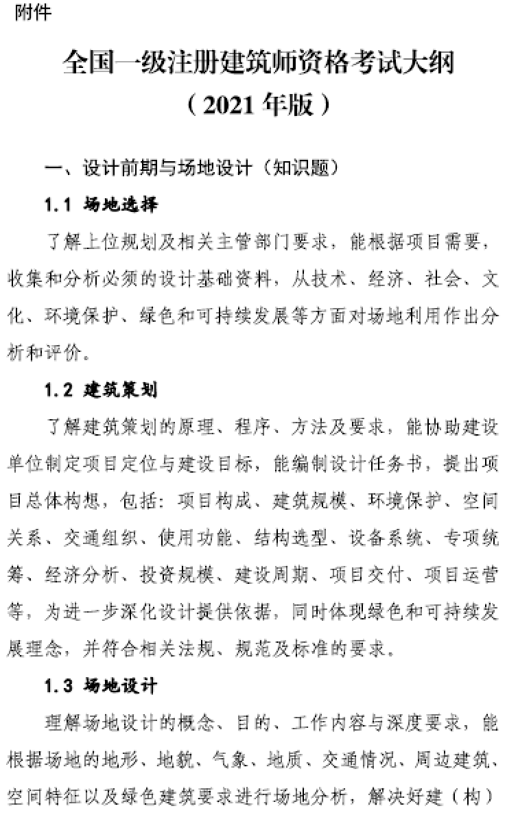 大事件！9門變6門！一級注冊建筑師考試大綱（21版）發(fā)布，2023年執(zhí)行！