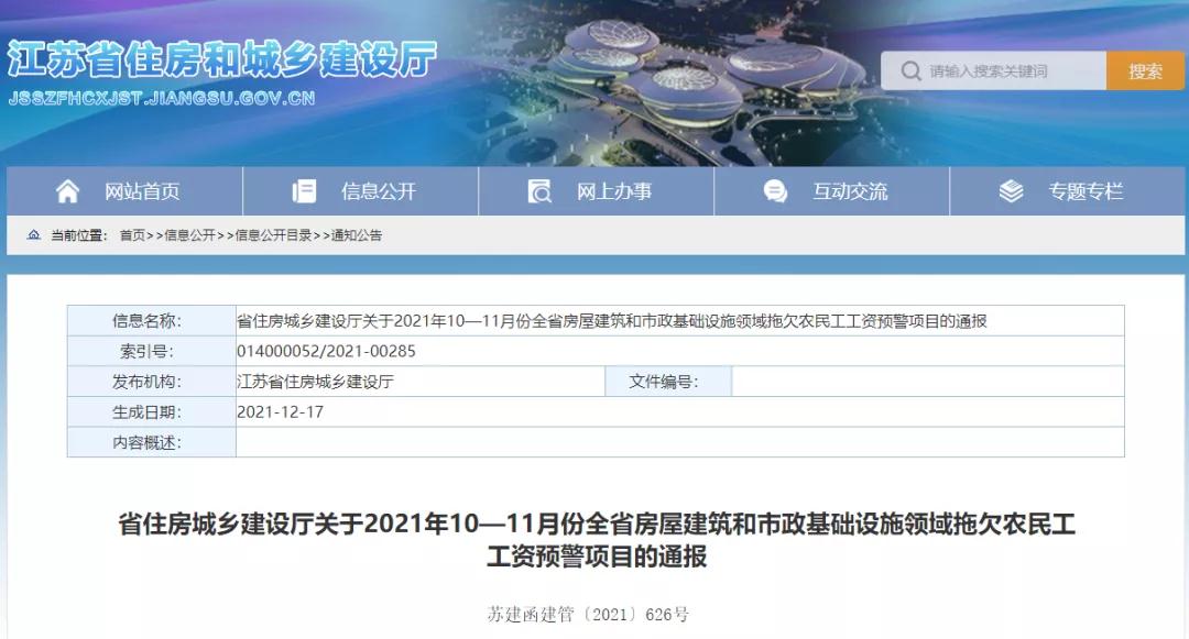 江蘇：通報1232個項目列入全省10-11月份預(yù)警項目！務(wù)必于2022年1月10日前整改到位！